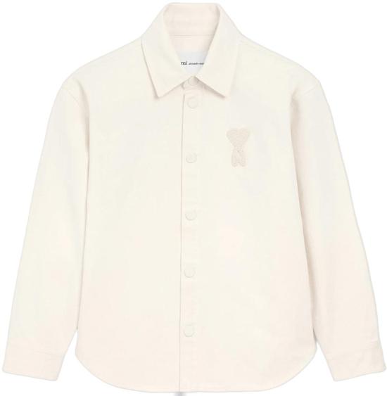 26SS 아미 셔츠 SURCHEMISEAVECAMIDECOEURENCROCHETBLANCCREMEUJK897DE0126 WHITE