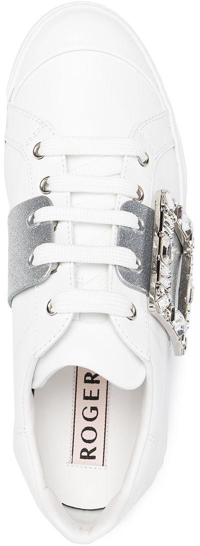 25FW 로저비비에 비브 스케이트 글리터 스트라스 버클 스니커즈 RVW54230520LXQB001 WHITE - ROGER VIVIER