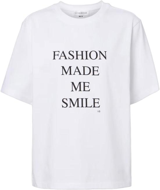 26SS 빅토리아 베컴 탑 FASHIONMADEMESMILESLOGANTSHIRT1 WHITE