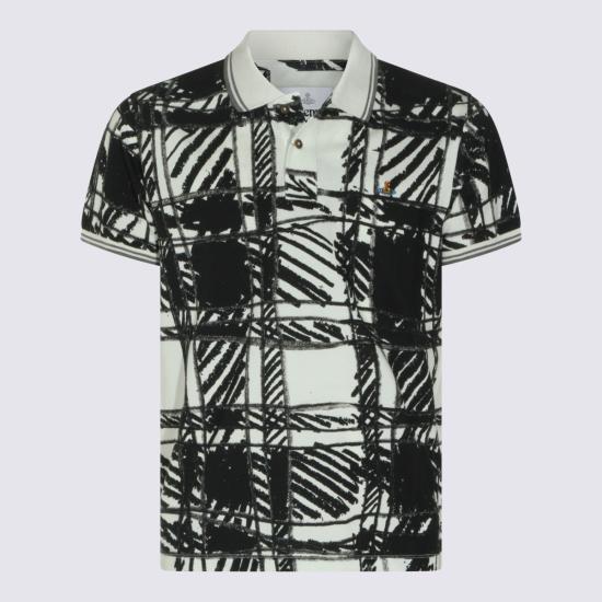 26FW 비비안웨스트우드 스크리블 체크 코튼 반팔 폴로 셔츠 2H01000Y J00BRN301 BLACK SCRIBBLE CHECK