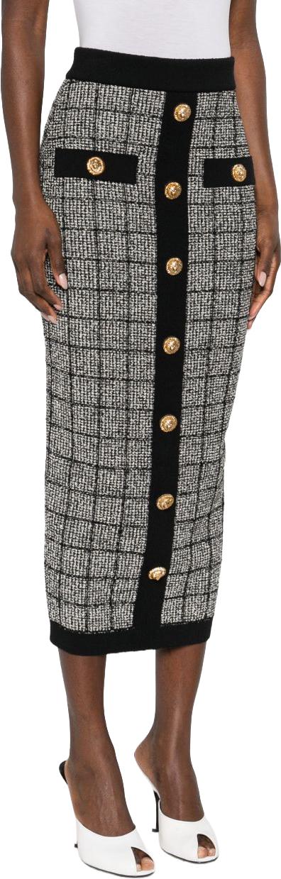 26SS 발망 미디 스커트 GF1LD024KJ48EER DONKERGREY - BALMAIN