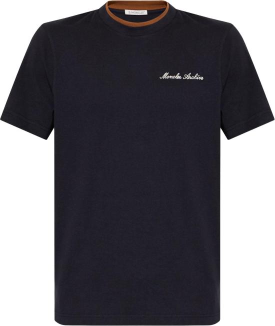 26SS 몽클레어 로고 자수 코튼 티셔츠 8C0001589AYY742 NAVY