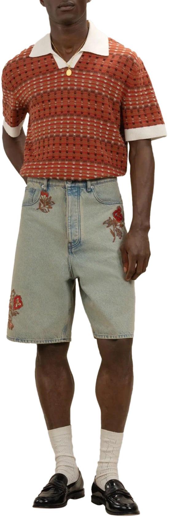 26SS 드롤드무슈 숏팬츠 BRODEFLEURSDUSTYDENIMSHORTS LICHTBLUE - DROLE DE MONSIEUR