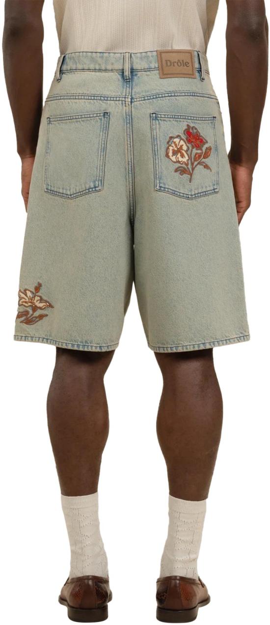 26SS 드롤드무슈 숏팬츠 BRODEFLEURSDUSTYDENIMSHORTS LICHTBLUE - DROLE DE MONSIEUR