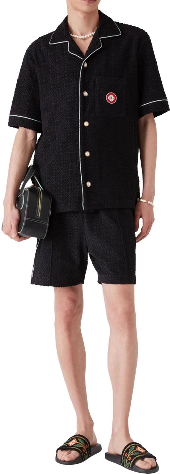 25FW 카사블랑카 숏팬츠 TOWELLINGMONOGRAMSHORTBLACK - CASABLANCA