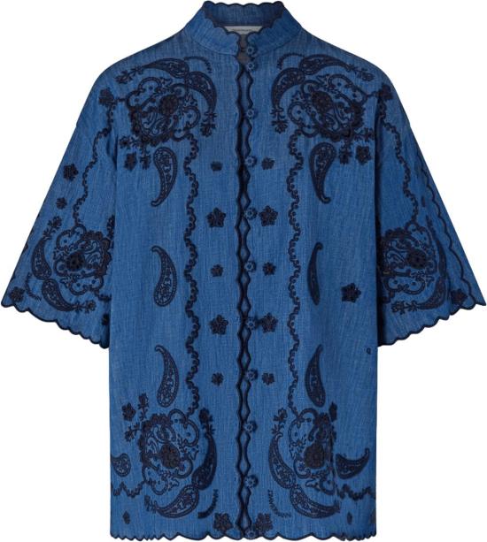 26FW 짐머만 블라우스 ASTERGEBORDUURDDENIMOVERHEMD BLUE