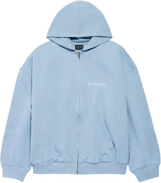 26SS 발렌시아가 후드 티셔츠 BACKLOGOZIPTHROUGHHOODIE1 LICHTBLUE