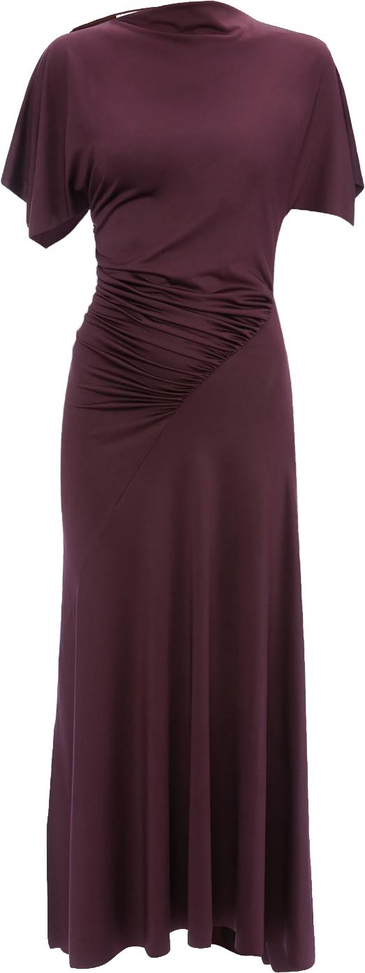 26FW 빅토리아 베컴 롱 원피스 VICTORIABECKHAM1326JDR007350A486CAPSLEEVEMAXIDRESSBURGUNDY PURPLE