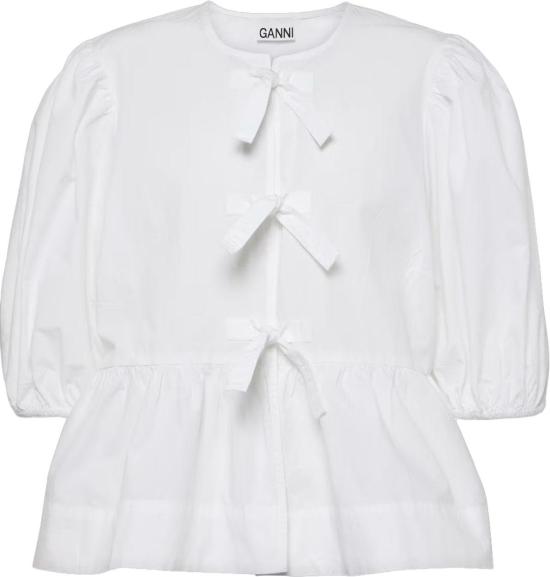 26SS 가니 블라우스 COTTONPOPLINPEPLUMBLOUSECOPY WHITE