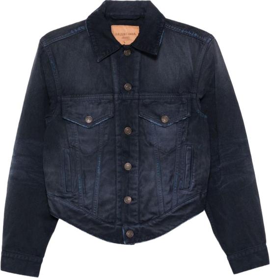 26SS 발렌시아가 커브드 웨이스트밴드 자켓 856423TTW648074 NAVY