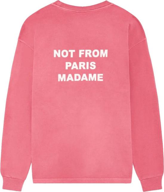 26FW 드롤드무슈 긴팔 티셔츠 WASHEDSLOGANTSHIRTMETLANGEMOUWEN PINK - DROLE DE MONSIEUR