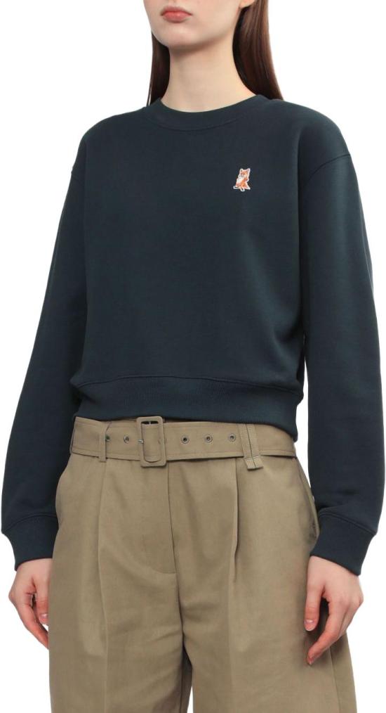 25FW 메종키츠네 레이디 폭스 크롭 스웨트셔츠 PW00318KM03410413 NAVY - MAISON KITSUNE
