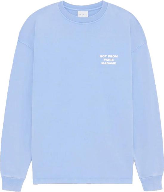26FW 드롤드무슈 긴팔 티셔츠 WASHEDSLOGANTSHIRTMETLANGEMOUWEN1 LICHTBLUE