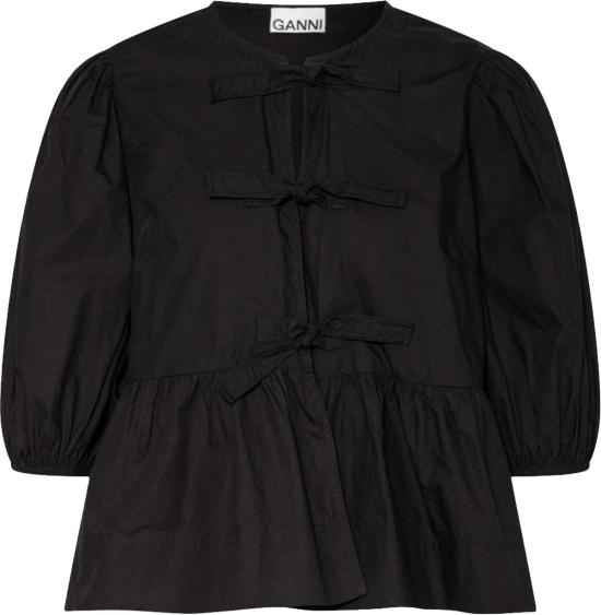 26SS 가니 블라우스 COTTONPOPLINPEPLUMBLOUSE1 BLACK
