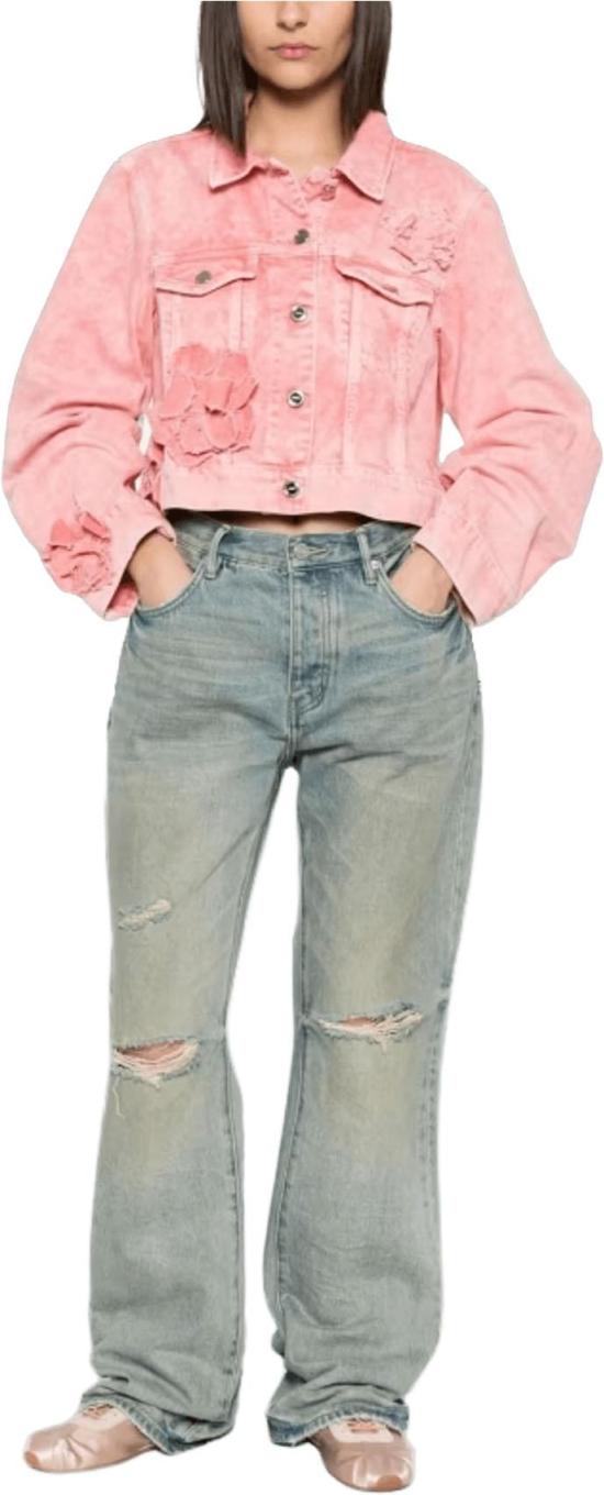 26SS 가니 데님 자켓 OVERDYEDCROPPEDDENIMJACKET PINK - GANNI