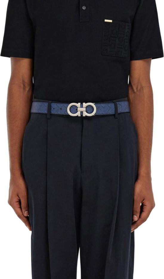 26SS 살바토레 페라가모 가죽 벨트 679710790394121 NAVY - SALVATORE FERRAGAMO