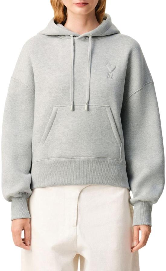 26SS 아미 코튼 드 하트 후드 USW7567490951 LICHTGREY - AMI