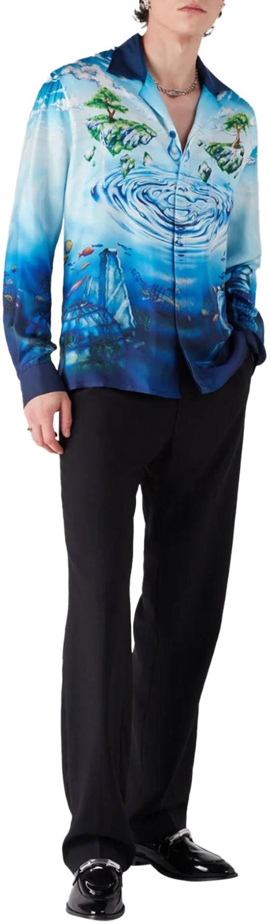 26SS 카사블랑카 셔츠 LOSTATLANTISCUBANCOLLARLSSHIRTLOSTATLANTIS BLUE - CASABLANCA