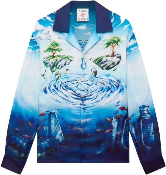 26SS 카사블랑카 셔츠 LOSTATLANTISCUBANCOLLARLSSHIRTLOSTATLANTIS BLUE