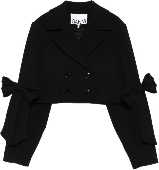 26SS 가니 본디드 크레이프 크롭 블레이저 A1020021099 BLACK