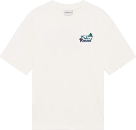 26FW 드롤드무슈 반팔 티셔츠 VINEEMBROIDERYSLOGANTSHIRT WHITE