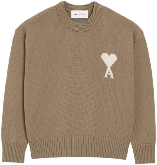 26SS 아미 스웨터 PULLCOLRONDAVECAMIDECOEURCONTRASTEBEIGETAUPEECRUUKS859KN0156