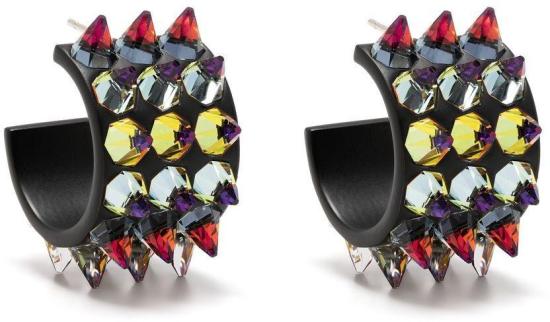  아미나 무아디 이어링 KARMAHOOPSMALLCRYSTALVOLCANOJET BLACK
