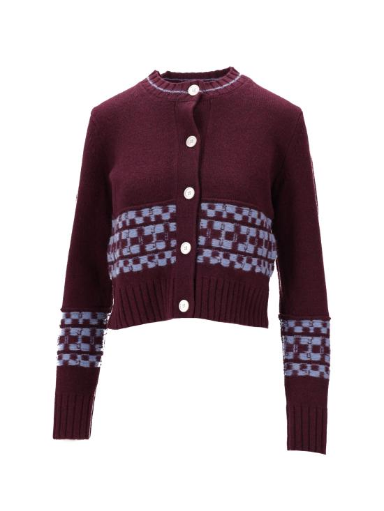 25FW BB WALLACE 가디건 K18 HEPWORTH BB BURGUNDY LT BLUE