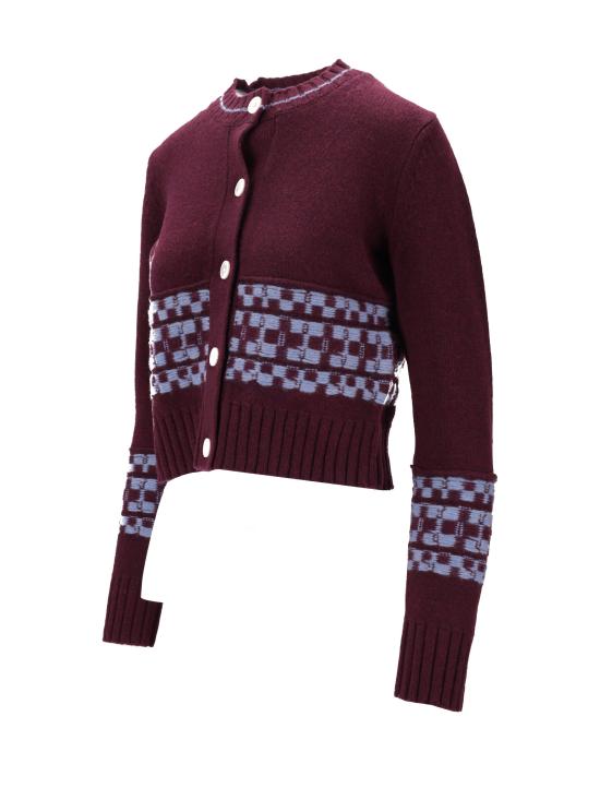 25FW BB WALLACE 가디건 K18 HEPWORTH BB BURGUNDY LT BLUE - B.B. WALLACE