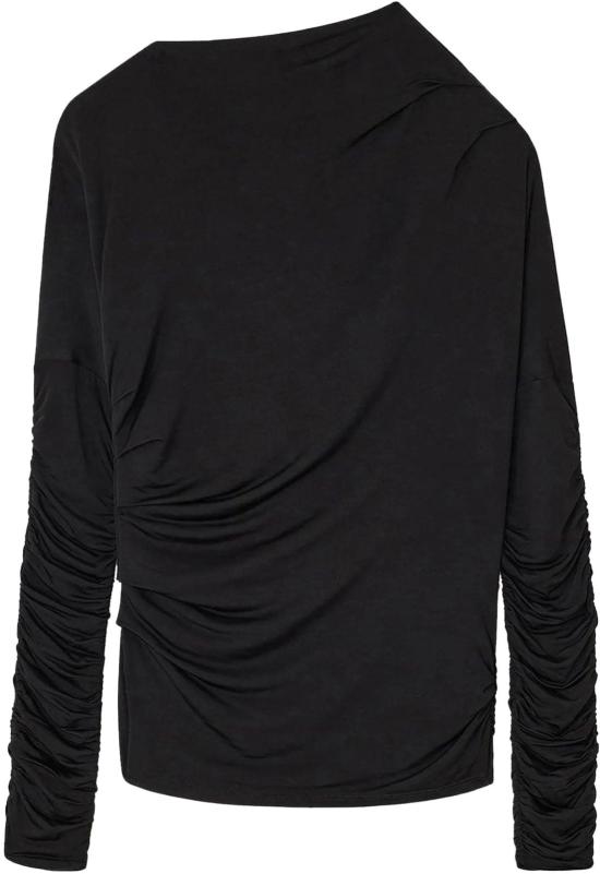 25FW 가니 긴팔 티셔츠 SHINYRUCHEDTOP BLACK