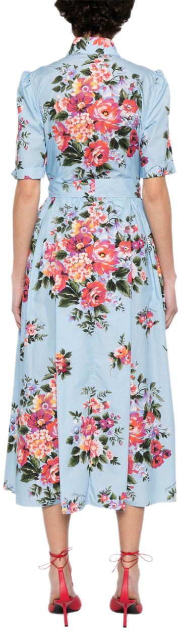 26SS 돌체앤가바나 플라워 부케 프린트 포플린 셔츠 드레스 F6JFNTHS5UUHC5ZO LICHTBLUE - DOLCE & GABBANA