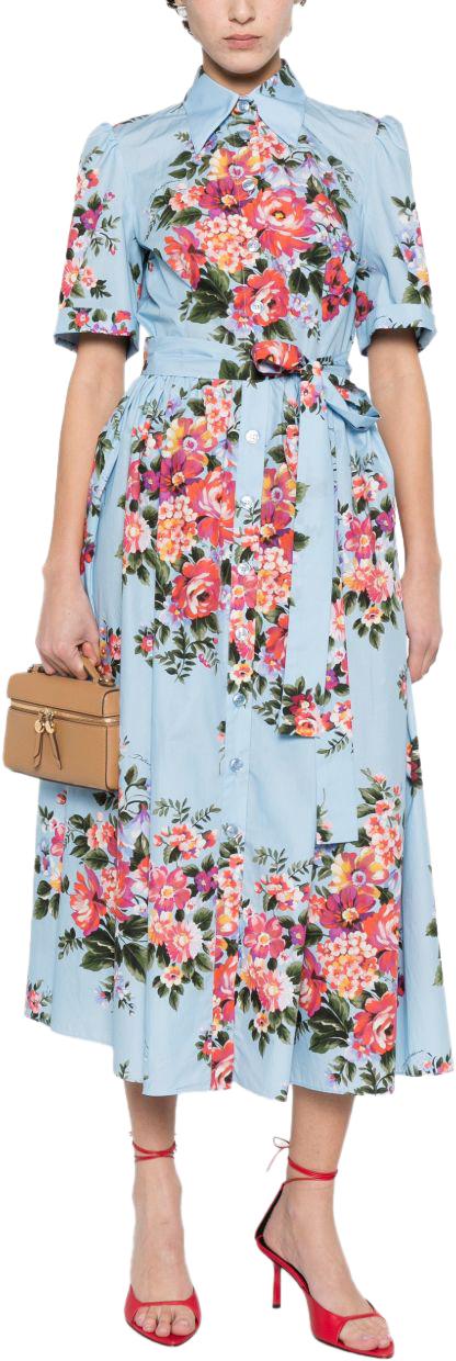 26SS 돌체앤가바나 플라워 부케 프린트 포플린 셔츠 드레스 F6JFNTHS5UUHC5ZO LICHTBLUE - DOLCE & GABBANA