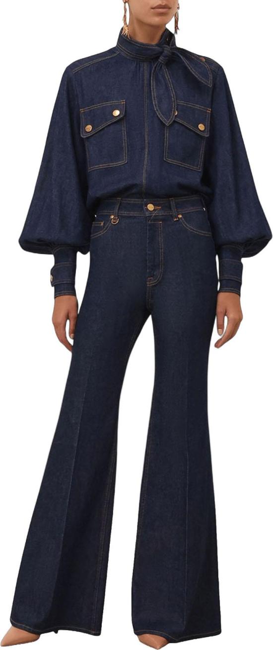 26FW 짐머만 데님 셔츠 DENIMCARGOBLOUSE NAVY - ZIMMERMANN