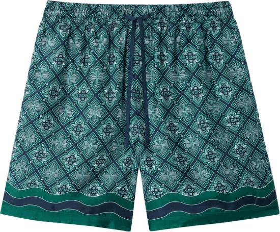 26FW 카사블랑카 숏팬츠 ZIJDESHORTSMETSTRALENDMONOGRAM GREEN