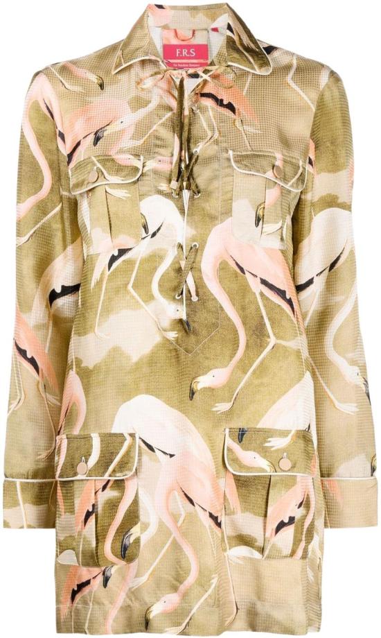  폴 레스트레스 슬리퍼스 숏 원피스 AB000734TE00534CAMOUFLAMINGO DONKERGREEN