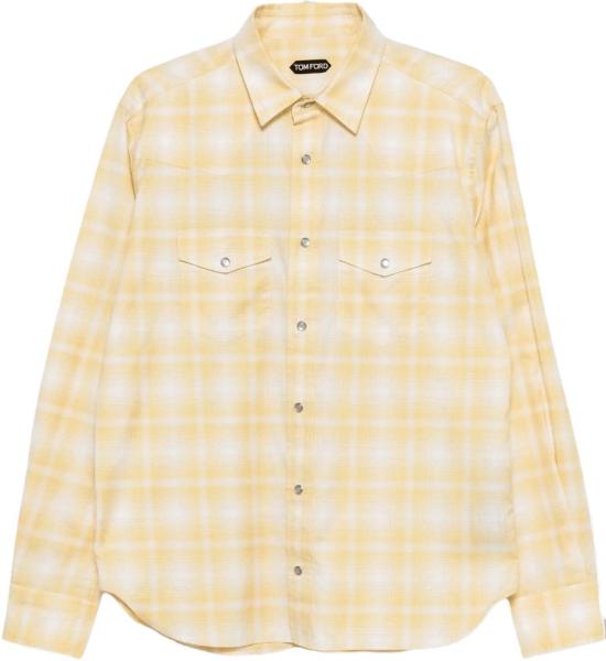 26SS 톰포드 셔츠 FMC297CAMELWHITECOMBOSHIRTSSLIM YELLOW