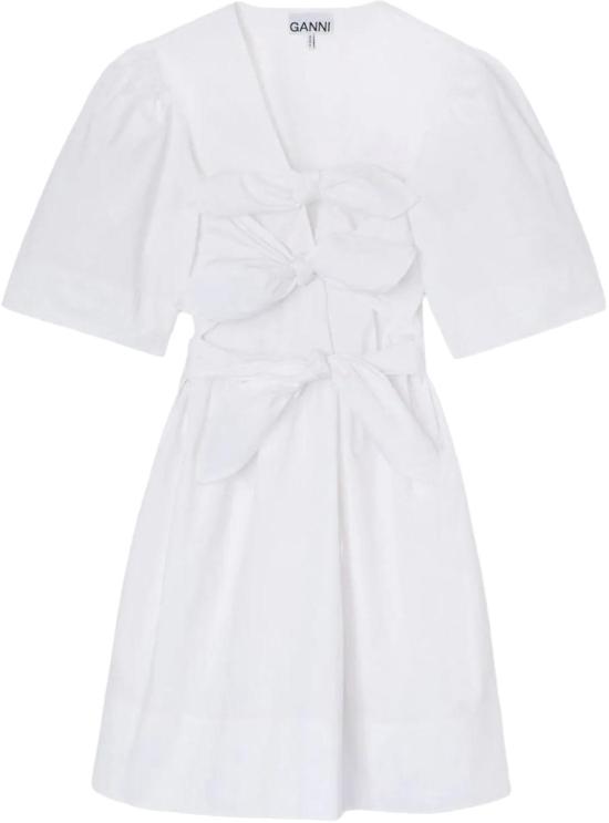 26SS 가니 코튼 보우 밴드 미니 드레스 A1030195151 WHITE