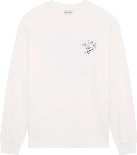 26FW 드롤드무슈 긴팔 티셔츠 ESQUISSESLOGANTSHIRTMETLANGEMOUWEN WHITE