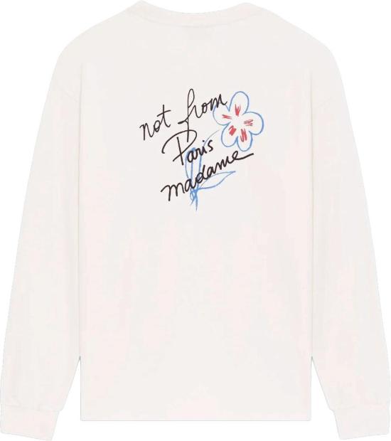 26FW 드롤드무슈 긴팔 티셔츠 ESQUISSESLOGANTSHIRTMETLANGEMOUWEN WHITE - DROLE DE MONSIEUR