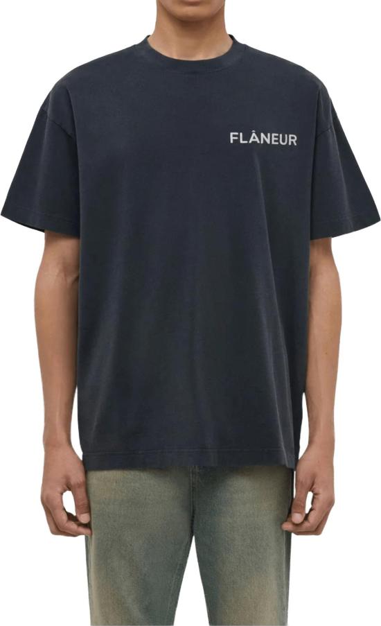 25FW 플라네르 탑 DOUBLELOGOWASHEDTSHIRT DONKERGREY - FLANEUR