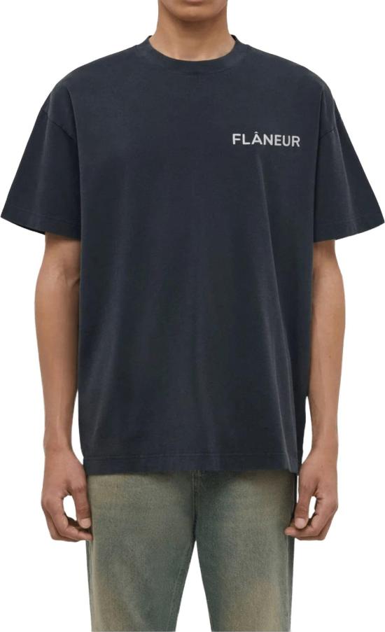 25FW 플라네르 반팔 티셔츠 DOUBLELOGOWASHEDTSHIRT DONKERGREY - FLANEUR