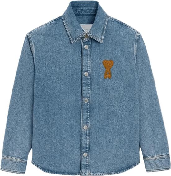 26SS 아미 셔츠 SURCHEMISEAVECAMIDECOEURENCROCHETBLEUUSEDUJK897DE0046 BLUE