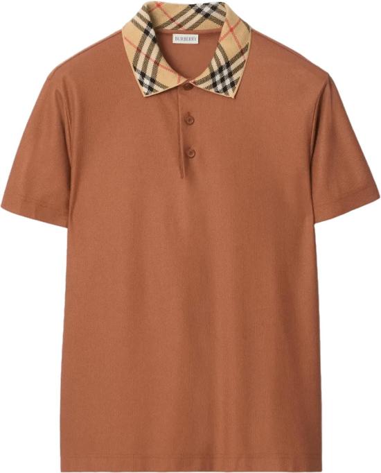 26SS 버버리 체크 칼라 코튼 폴로 셔츠 8118948C4173 BROWN