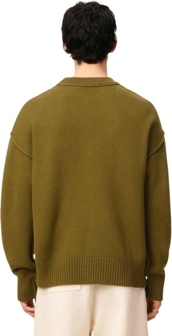 26FW 아미 스웨터 AMIDECOEURFELTEDWOOLCREWNECKARMYGREEN DONKERGREEN - AMI