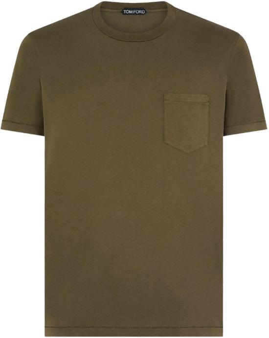 26SS 톰포드 탑 JMC084MILITARYGREENCUTANDSEWNTSHIRT DONKERGREEN