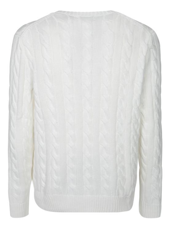 26FW 폴로 랄프로렌 로고 자수 케이블 니트 스웨터 710775885 033 White - POLO RALPH LAUREN