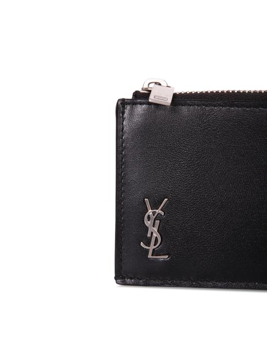25SS 생로랑 매트 레더 타이니 카산드라 프라그망 지퍼 카드 케이스 629899 1JB0E 1000 Black - SAINT LAURENT