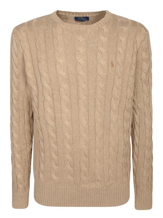 26FW 폴로 랄프로렌 로고 자수 케이블 니트 스웨터 710775885 517 Beige