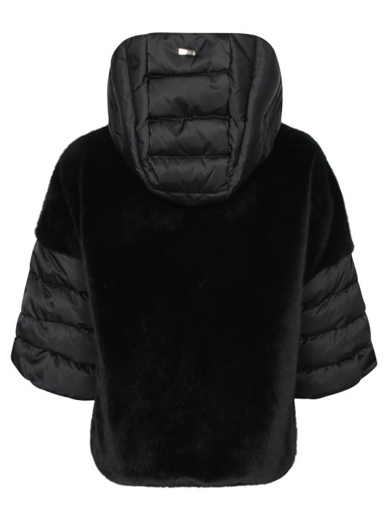 26FW 에르노 새틴 & 레이디 얼터너티브 퍼 케이프 다운 자켓 PI002132D 12170Z 9300 Black - HERNO