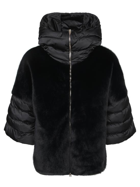 26FW 에르노 새틴 & 레이디 얼터너티브 퍼 케이프 다운 자켓 PI002132D 12170Z 9300 Black